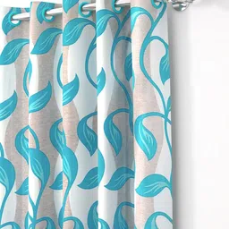 Bedspun Turquoise Blue Set of 2 Polyetser Eyelet Ringtop Window Curtains-5 feet image 3