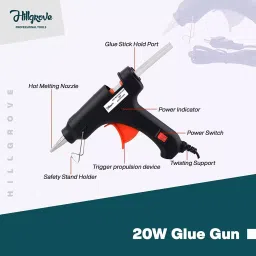 Hillgrove 20 W Electric Hot Melt Glue Gun with 10 Pcs Glue Stick & Scissor, HGCM281M1 image 2