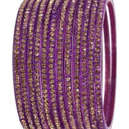 TRIOXY Set Of 12 Gold-Plated & Purple Glass Zircon Bangle-picture-10