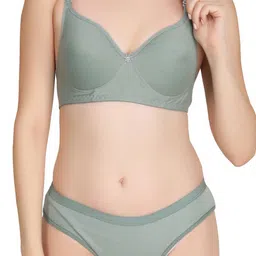 Liigne Women Pack Of 3 Women Everyday Padded Bra Pure Cotton Lingerie Set image 2