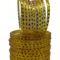 SHRASHTI Yellow Glass Artificial Stones & Beads Bangle image 3