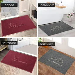 Kuber Industries Maroon & Grey 2 Pieces Embroidery Anti-Skid Doormats image 4