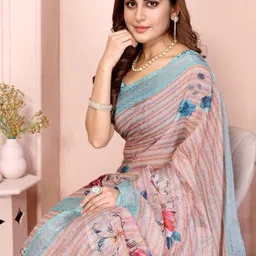 RAJMUDRAFASHION Floral Linen Blend Saree image 2