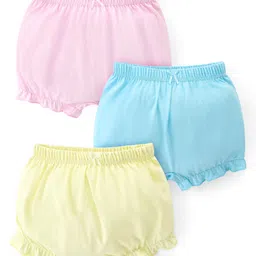 Babyhug 100% Cotton Knit Solid Bloomers Pack of 3 - Multicolour image 1