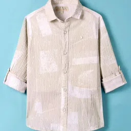 JASH KIDS Cotton Knit Full Sleeves Printed Shirt - Beige-picture-27