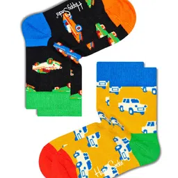 HAPPY SOCKS Pack Of 2 Organic Cotton Blend Vehicles Printed Socks - Multi Colour-picture-13
