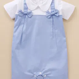 Mark & Mia Knit Half Sleeves Romper with Bow Applique - Light Blue-picture-28