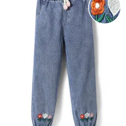 Mark & Mia Full Length Jeans With Floral Embroidery - Blue image 1