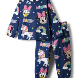kookie kids india disney Kookie Kids Disney Single Jersey Knit Full Sleeves Co-Ord Night Suit With Minnie Mouse Print - Navy Blue-picture-26