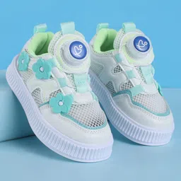 Babyoye Slip On Casual Shoes with Floral Applique - White & Green-picture-22