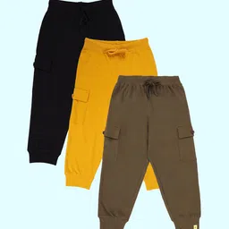 KiddoPanti Boys Pack Of 3 Pure Cotton Joggers-picture-40