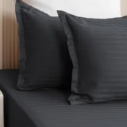 WEAVE AND DECOR Grey Striped 300 TC King Bedsheet with 2 Pillow Covers image 3