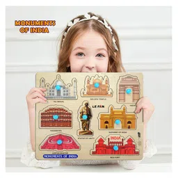 Mingkids Puzzle Learning Toys Kit Board Game Monuments of India Sea Animals & Vehicle Pack of 3 - 26 Pieces image 2