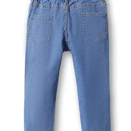 Babyhug Full Length Washed Denim Jeans with Stretch - Medium Blue image 2