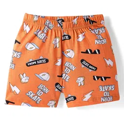 Honeyhap Premium 100% Cotton Knit Briefs With Skateboard & Tree Print Pack of 2 - Tangerine & Baltic Sea image 2