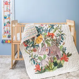 ZOOKEEPER Baby Quilt | Soft & Cozy Cotton Quilt | Indian Jungle Theme | Reversible Blanket for Babies & Toddlers image 2