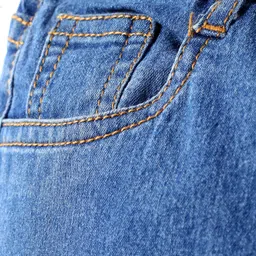 Babyhug Full Length Washed Denim Jeans with Stretch - Medium Blue image 3