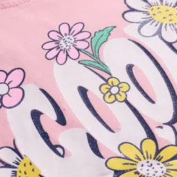 Olio Kids Sinker Knit Full Sleeves Winter T-Shirt with Cool Mood Text Print - Light Pink image 3