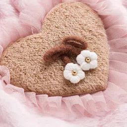 Babyhug Fur Woven Full Sleeves Winter Jacket With Heart & Floral Applique - Pink image 3