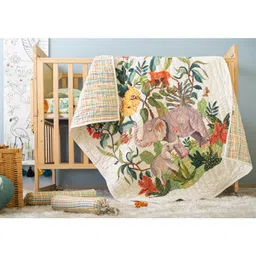 ZOOKEEPER Baby Quilt | Soft & Cozy Cotton Quilt | Indian Jungle Theme | Reversible Blanket for Babies & Toddlers image 3