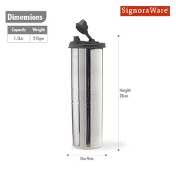 Signoraware Easy Flow Stainless Steel Oil Dispenser | Airtight & Spill Proof | Food Grade | Pourer Drizzler | Easy To Clean | Best For Essential Oils & Grilling |For Home Use (Black )Capcity-1100ml image 3