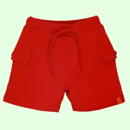 Kiddopanti Cotton Pack Of 2 Solid Cargo Shorts - Black & Red image 5