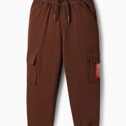 OLLINGTON ST. Cotton Knit Full Sleeves Printed Sweatshirt & Knit Joggers Set with Abstract Print - Multicolor & Dark Brown image 4