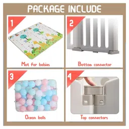 Metreno 20 panel playpen play yard for baby playpens with play mat, Gate and Balls kids activity playards for Kids, Grey image 4