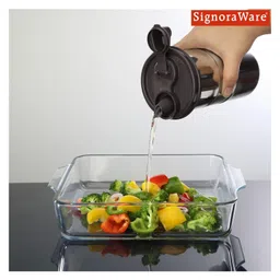 Signoraware Easy Flow Stainless Steel Oil Dispenser | Airtight & Spill Proof | Food Grade | Pourer Drizzler | Easy To Clean | Best For Essential Oils & Grilling |For Home Use (Black )Capcity-1100ml image 4