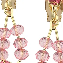 FirstBlush Gold Plated Cubic Zirconia Studded Contemporary Shaped Drop Earrings image 2