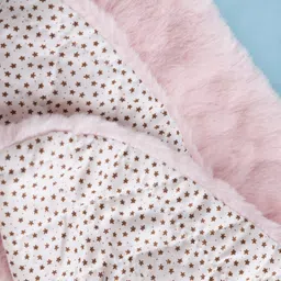 Babyhug Fur Woven Full Sleeves Winter Jacket With Heart & Floral Applique - Pink image 5