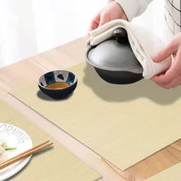 HOKIPO Beige 4 Pieces Rectangle Reversible Bamboo Non Slip Table Placemats image 5