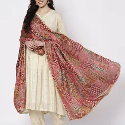AKSHADEEP Floral Printed Foil Print Dupatta image 2