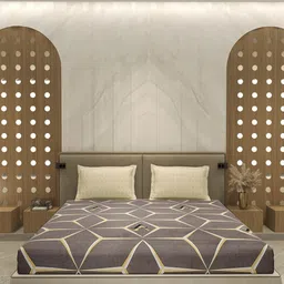 Monte Carlo Grey & Beige Printed Cotton 104 TC Queen Bedsheet Set 2.24 m x 2.54 m image 3