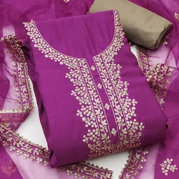 SAINOOR Embroidered Pure Cotton Semi-Stitched Dress Material-picture-13