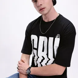Kook N Keech Men Typography Printed Drop-Shoulder Sleeves Oversized Pure Cotton T-shirt-picture-48