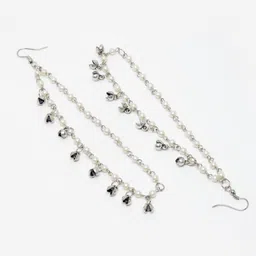 PANASH Oxidised Silver-Plated Ethnic Pearls Ear Chains image 4