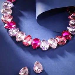 Rubans White & Pink crystal Stone Studded Jewellery Set image 2