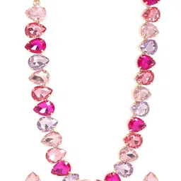 Rubans White & Pink crystal Stone Studded Jewellery Set image 3