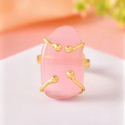 VOJ Gold-Plated Stone-Studded Adjustable Finger Ring-image-23