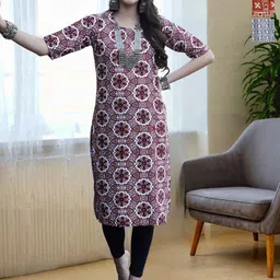 HERE&NOW Selection Of 3 Geometric Printed Round Neck Straight Kurta-picture-19