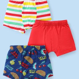 Babyhug 100% Cotton Above Knee Length Striped Trunks with Game Print Pack of 3 - Multicolour-picture-22