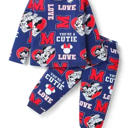 Babyhug Disney Single Jersey Knit Full Sleeves Co-ords Night Suit with Minnie Mouse Graphics - Navy Blue-picture-22
