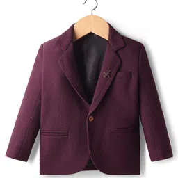 Rikidoos Full Sleeves Textured Blazer - Wine-picture-23