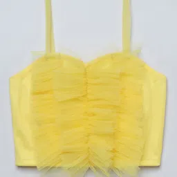 Taffykids Net Knit Sleeveless Frill Detailed Crop Top - Yellow image 1
