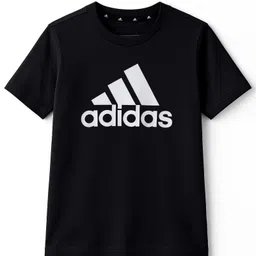 ADIDAS KIDS Cotton Knit Half Sleeves T-Shirt With Logo Print -Black-picture-14