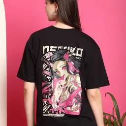 Tromko Women Pack of 2 Graphic Printed Round Neck Cotton Oversized T-shirts image 2