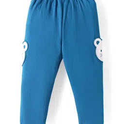 Babyoye Interlock Knit Full Length Lounge Pant with Bear Applique - Blue image 2