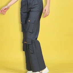 Cutiekins Woven Solid Cargo Pants - Grey Melange image 3
