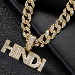 VAGHBHATT Men Stainless Steel Gold-Plated Mc Stane Hindi Pendant With Chain image 1